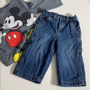 Bundle Infant Disney Shirt & Jeans casual play Outfit Set kids trendy